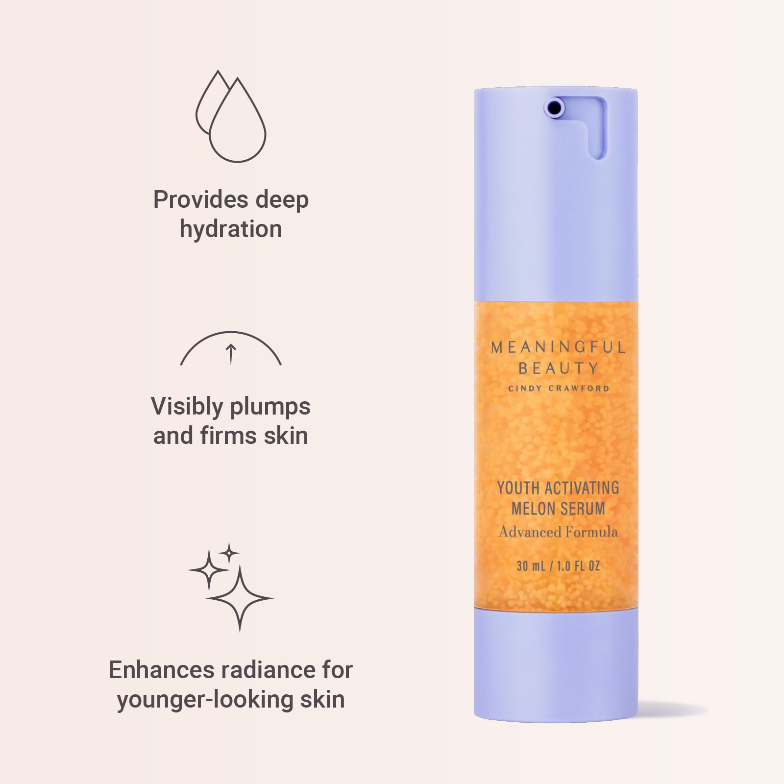 Meaningful Beauty Melon Serum dropper releasing a fast-absorbing formula.