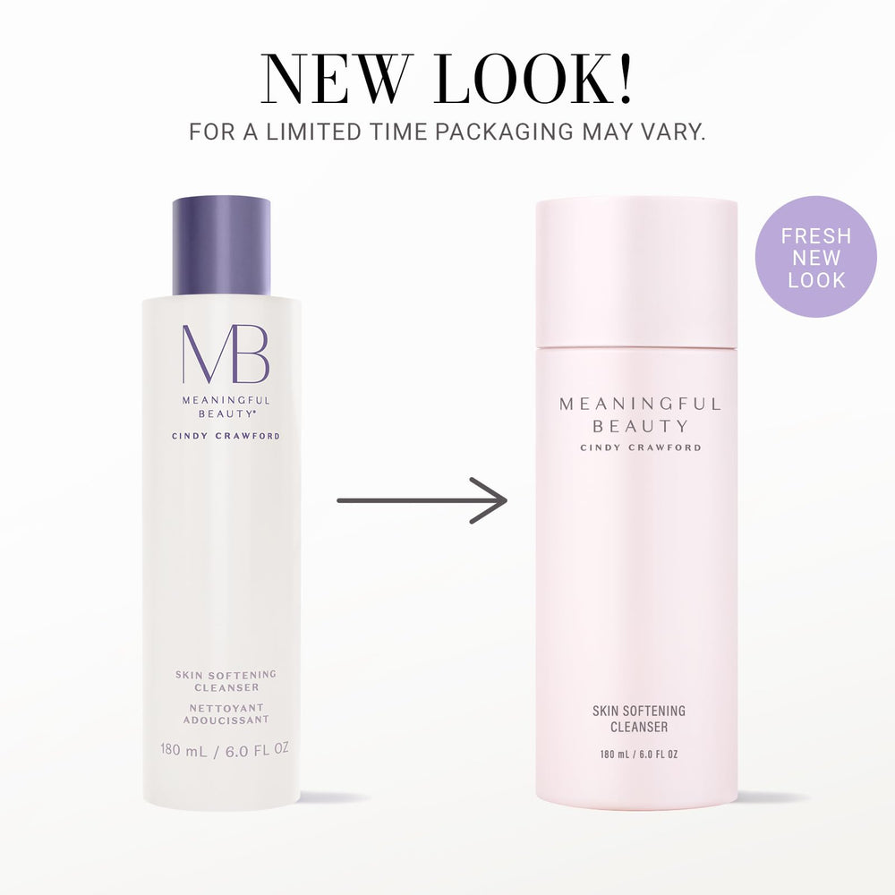 Close-up of Meaningful Beauty Skin Softening Cleanser texture highlights creamy non-foaming formula