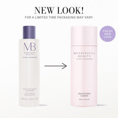 Close-up of Meaningful Beauty Skin Softening Cleanser texture highlights creamy non-foaming formula