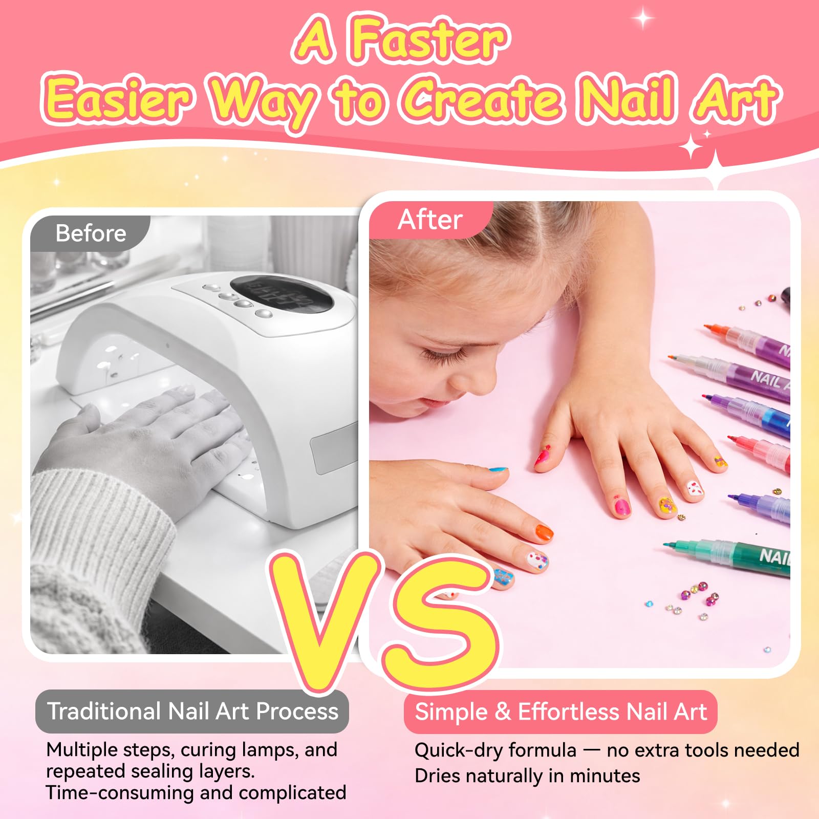 Mearens DIY manicure designs with nail art pens for home use.