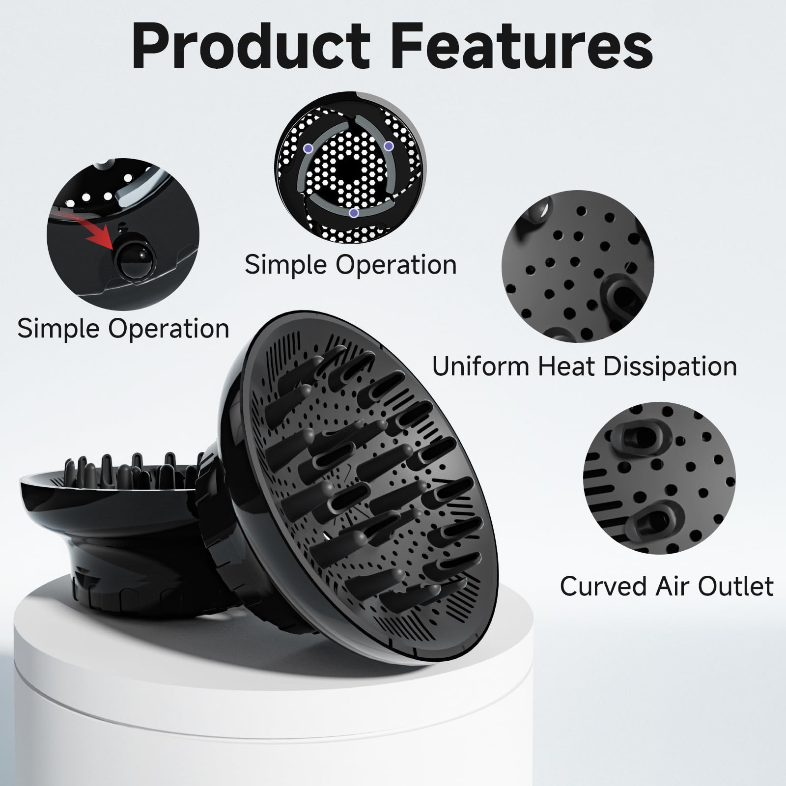 Meborll diffuser with honeycomb design promoting gentler drying and defined curls.