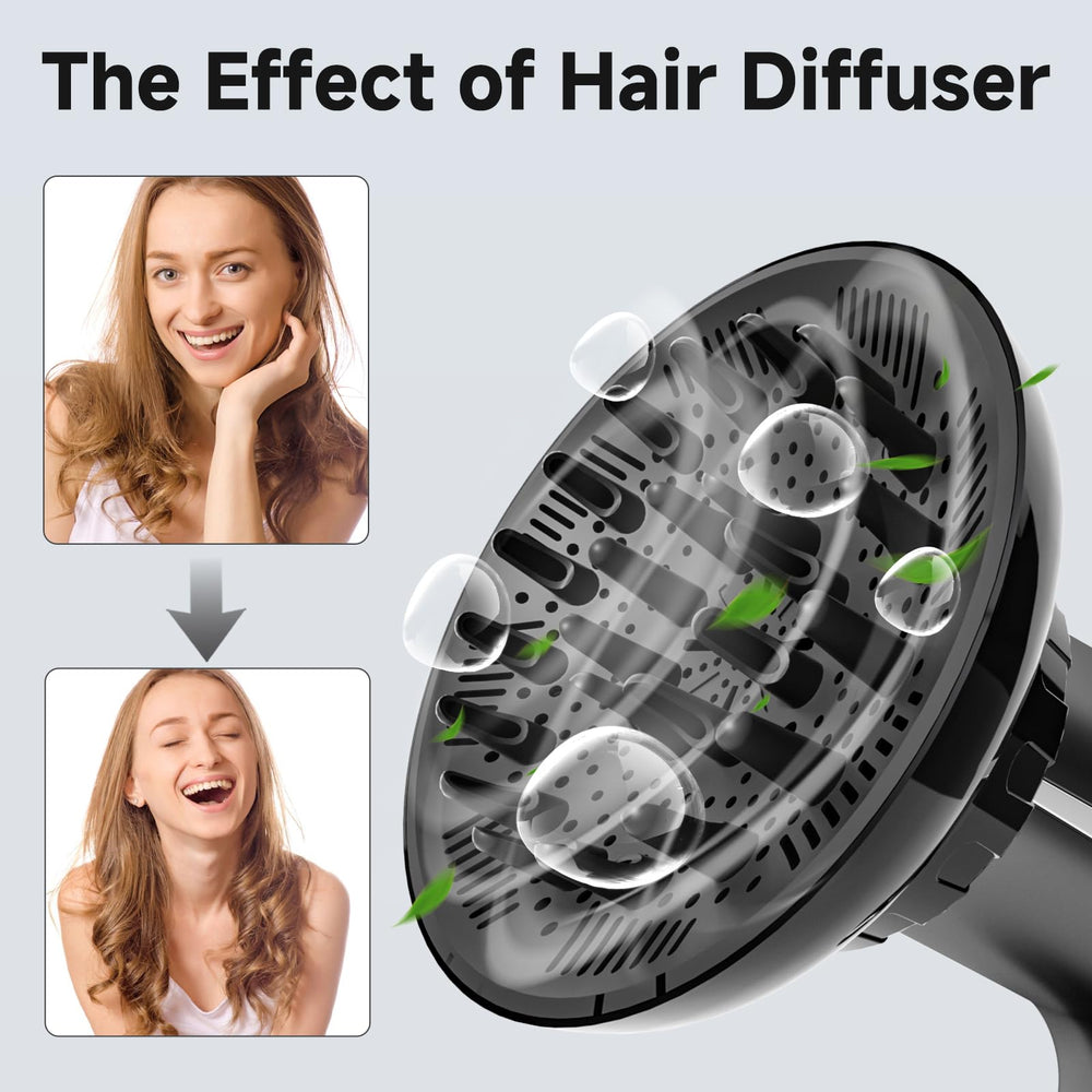 Meborll universal diffuser fits many dryers for even heat and smoother curls.