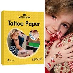 MECOLOUR papel tatuaje temporal imprimible 8.5x11, paquete de 5, ideal para fiestas.