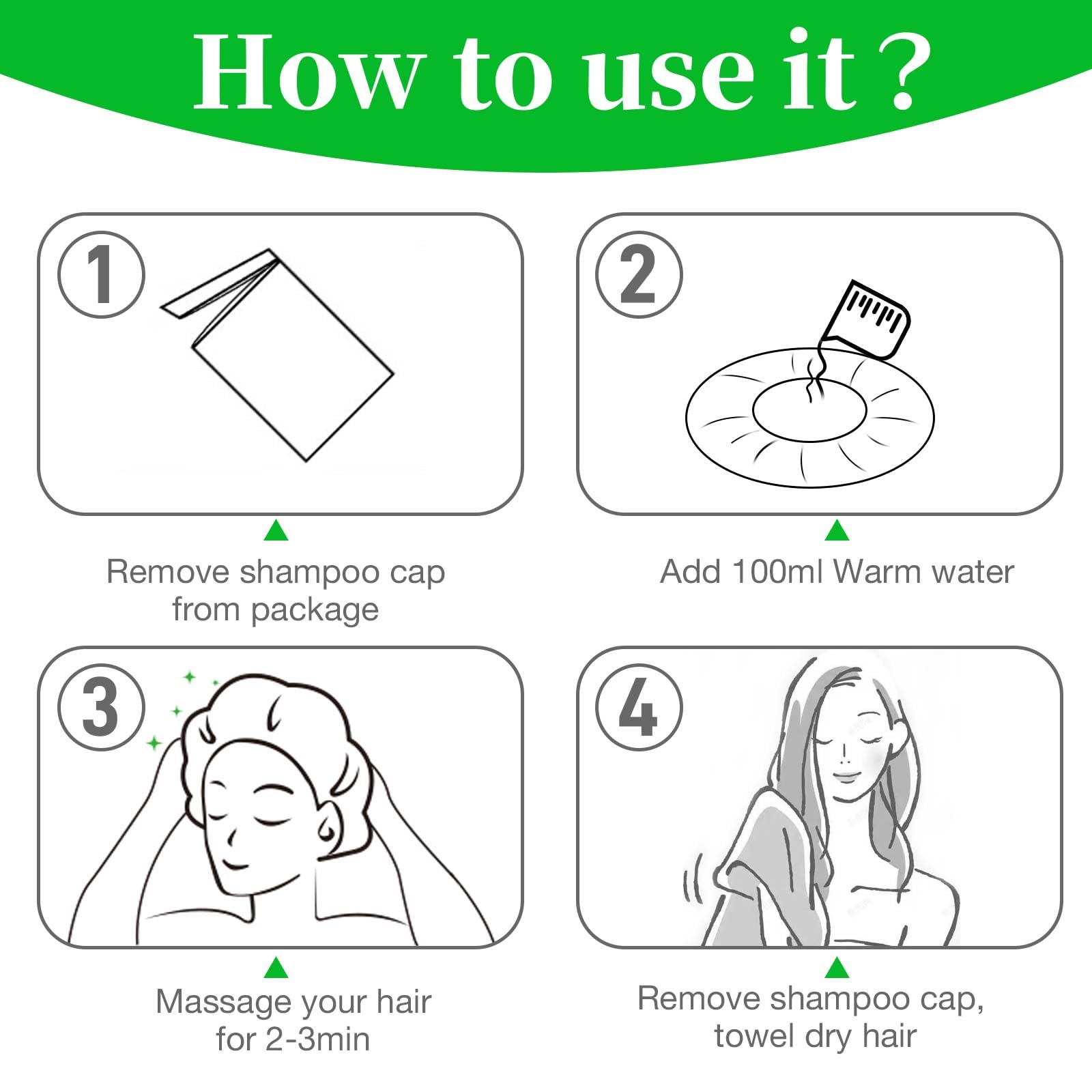 MED elderly hospital care cap enabling independent hair care.
