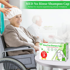 MED no rinse shower cap cleanses hair with no greasy residue.