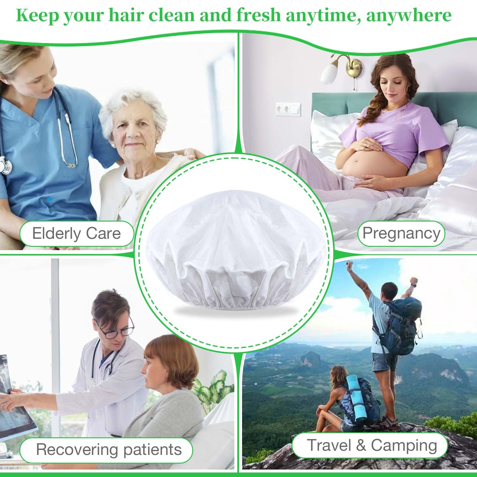 MED camping-ready hair care cap for on-the-go relief.