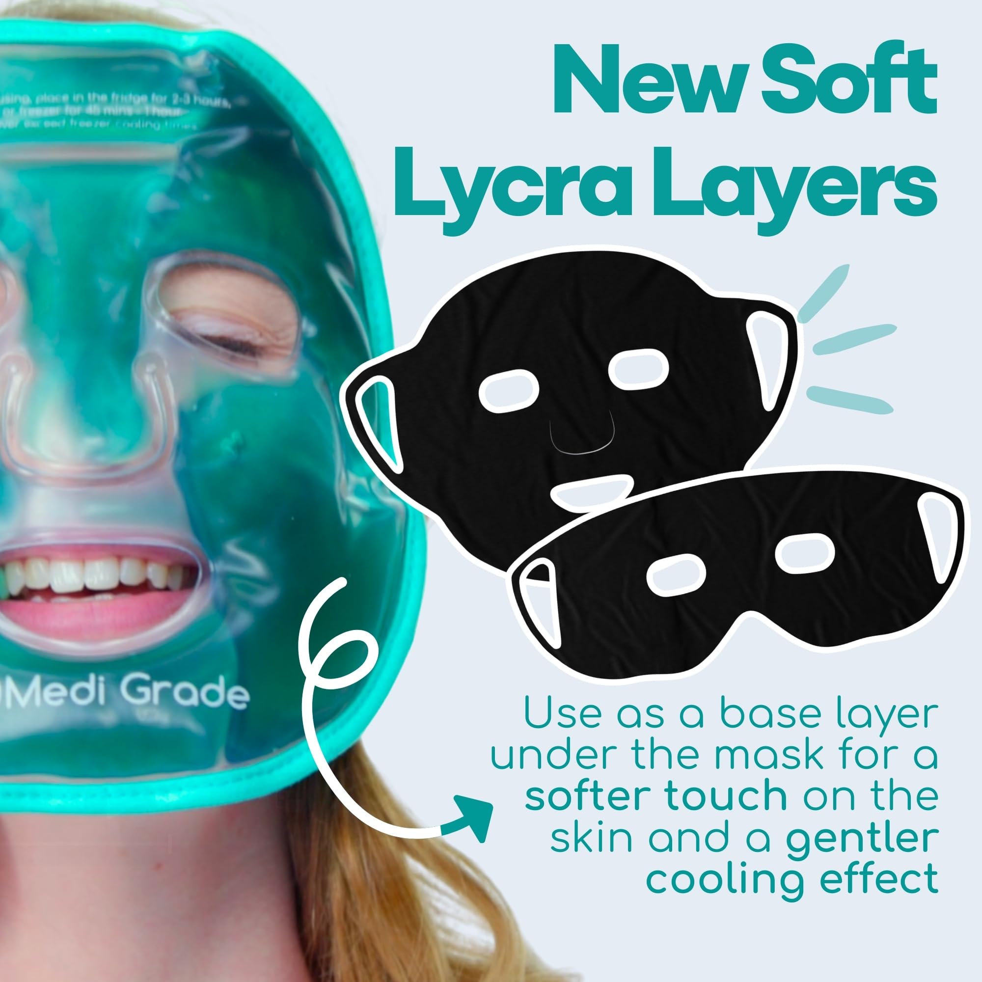 Medi Grade cooling eye mask soothes puffy eyes with gentle cool relief.