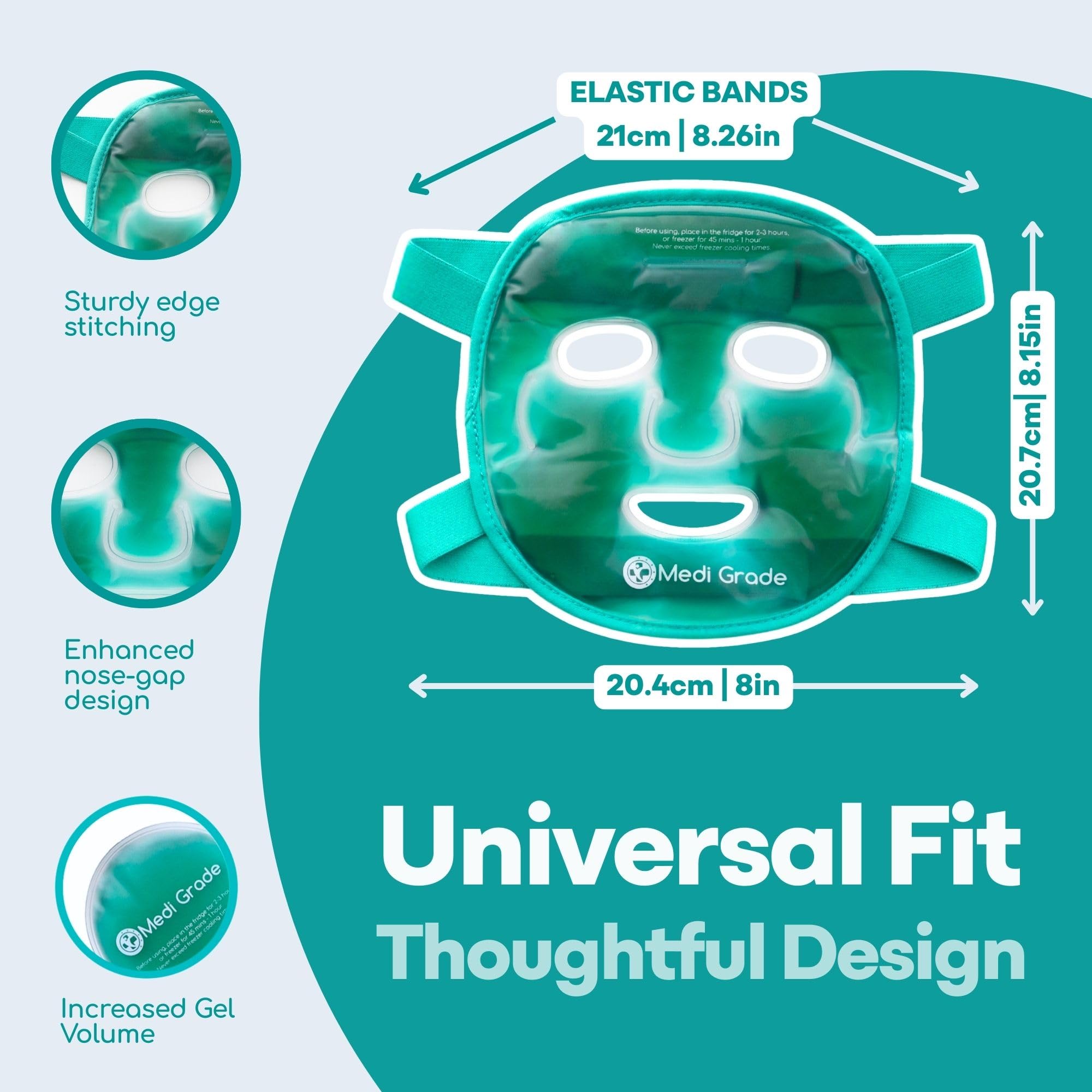 Medi Grade cooling gel mask with thick fabric edges for durability