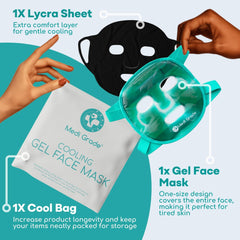 Medi Grade Lycra-covered mask on face provides gentle contact during cooling