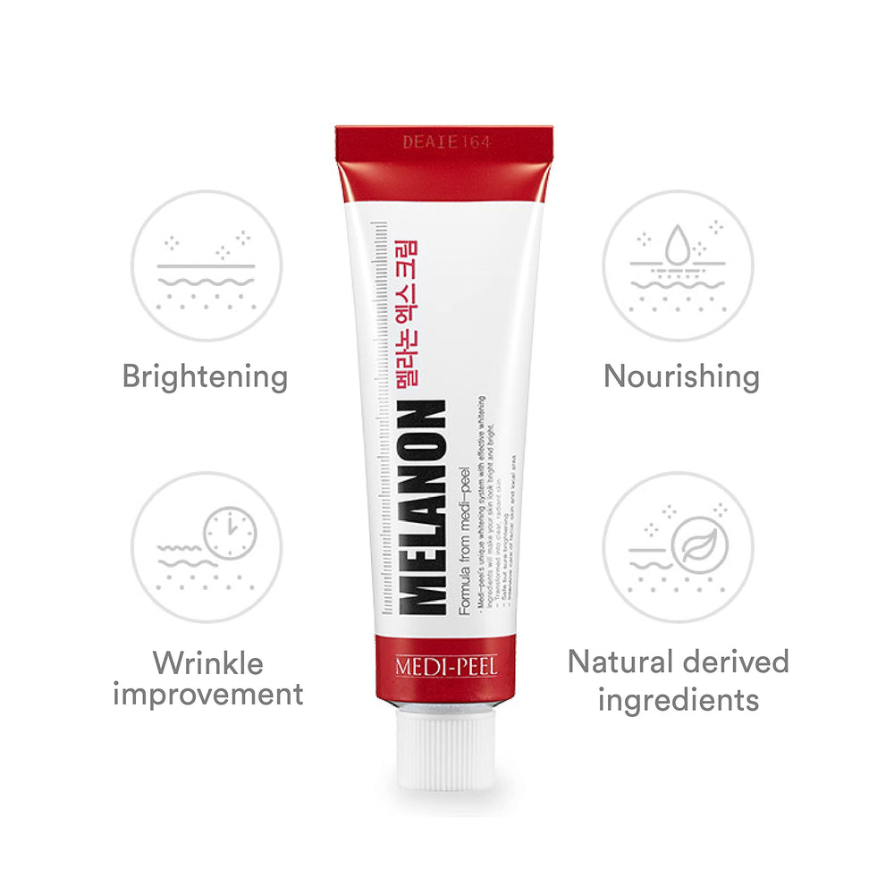 Medi-Peel Melanon X Cream aplicación diaria favorece cuidado de manchas y tono.