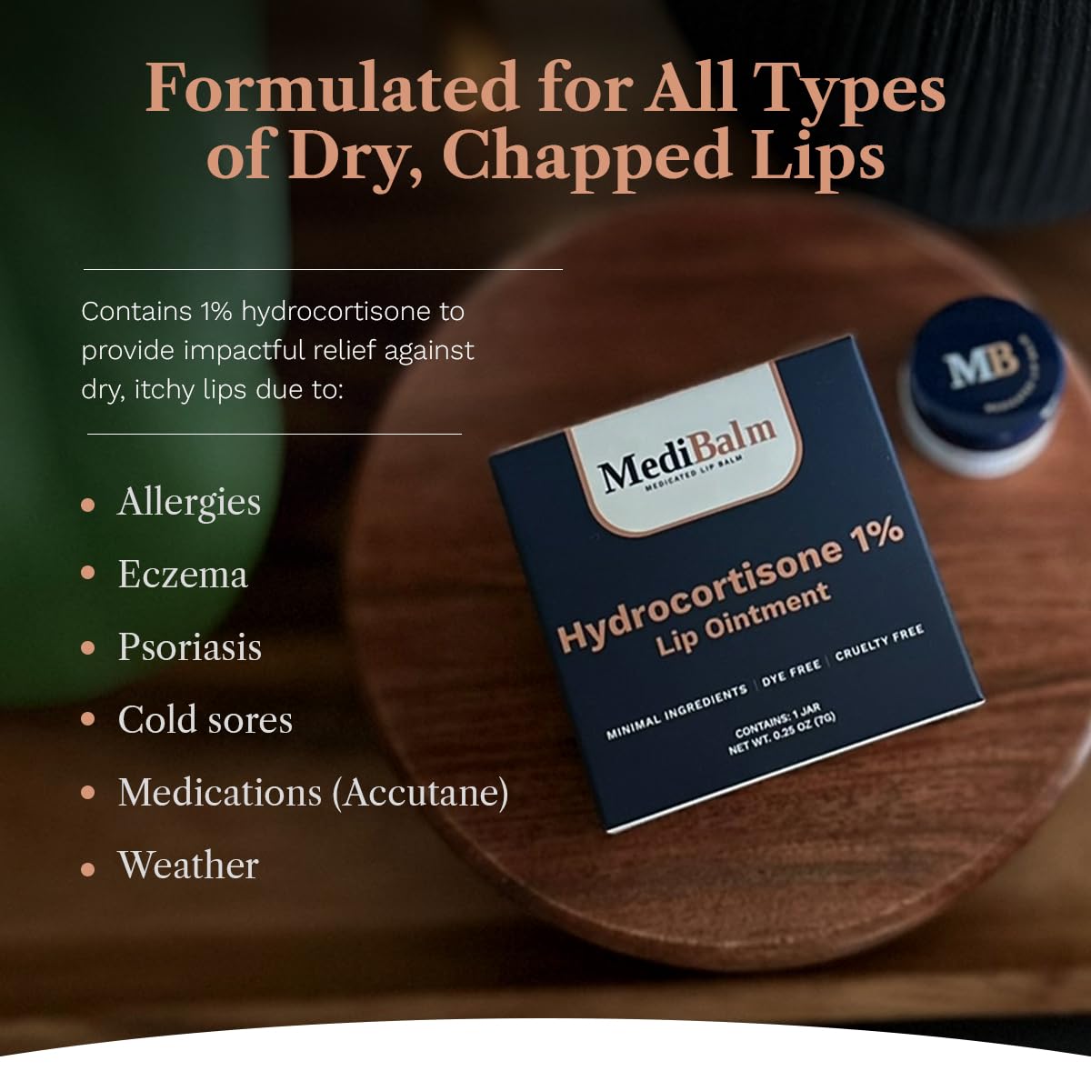 Visible white shea butter crystals in cold weather on MediBalm.