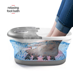 Medical King foot spa collapsible design with pumice stone for convenient at-home pedicures.