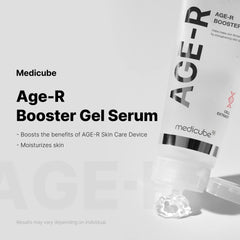 Medicube Age-R Booster Serum textura gel, absorción rápida para uso diario.
