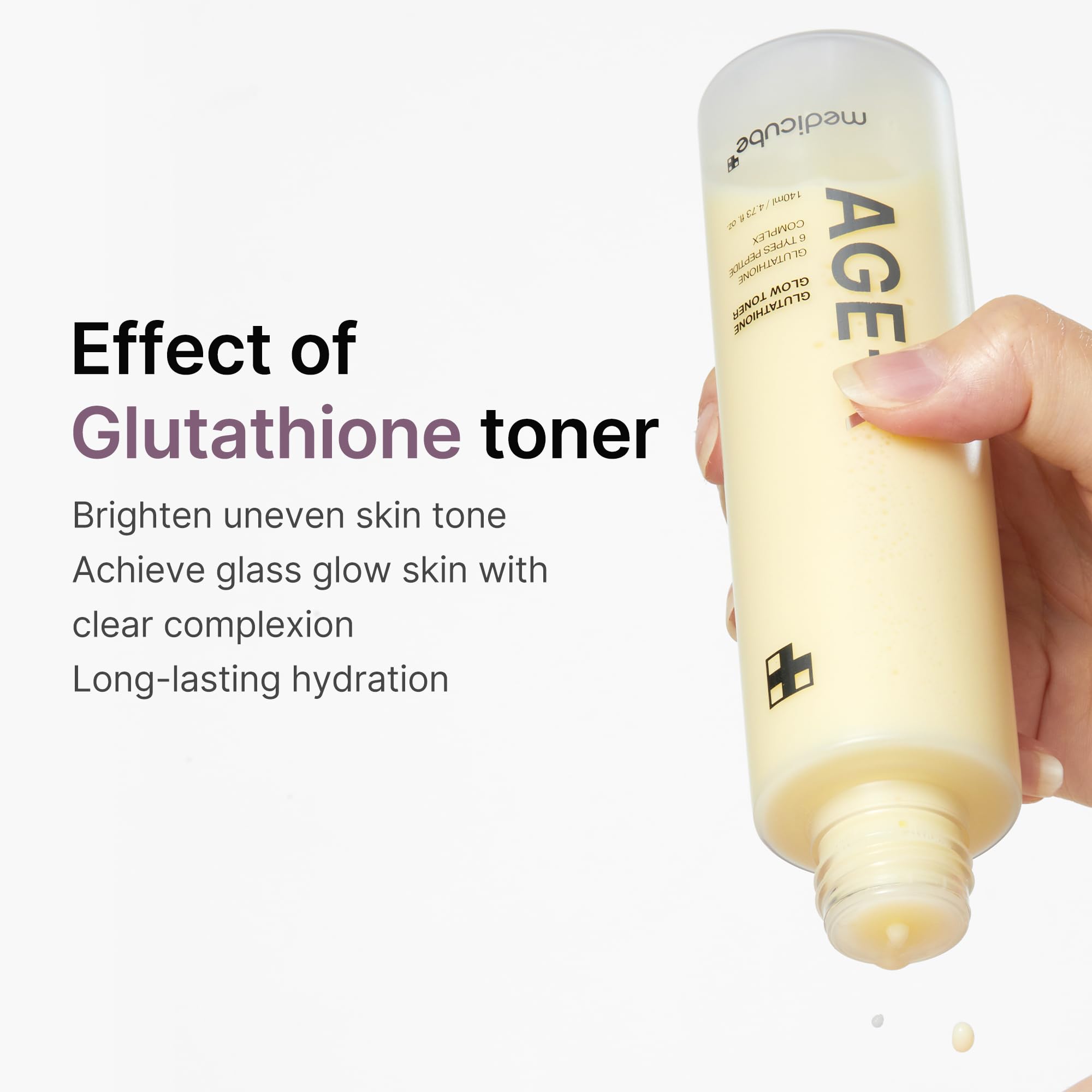 Medicube Age-R Glutathione Glow Toner, glutathione para tono más uniforme.