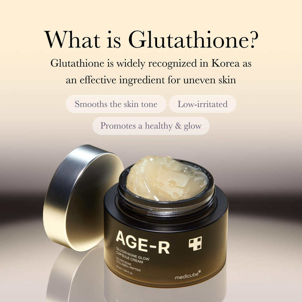 Medicube AGE-R Glow cream applied to skin demonstrates even hydration.