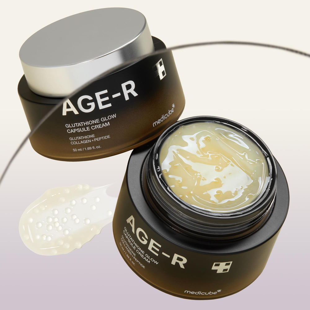 Medicube AGE-R Glutathione Glow ingredient close-up features glutathione and peptides.