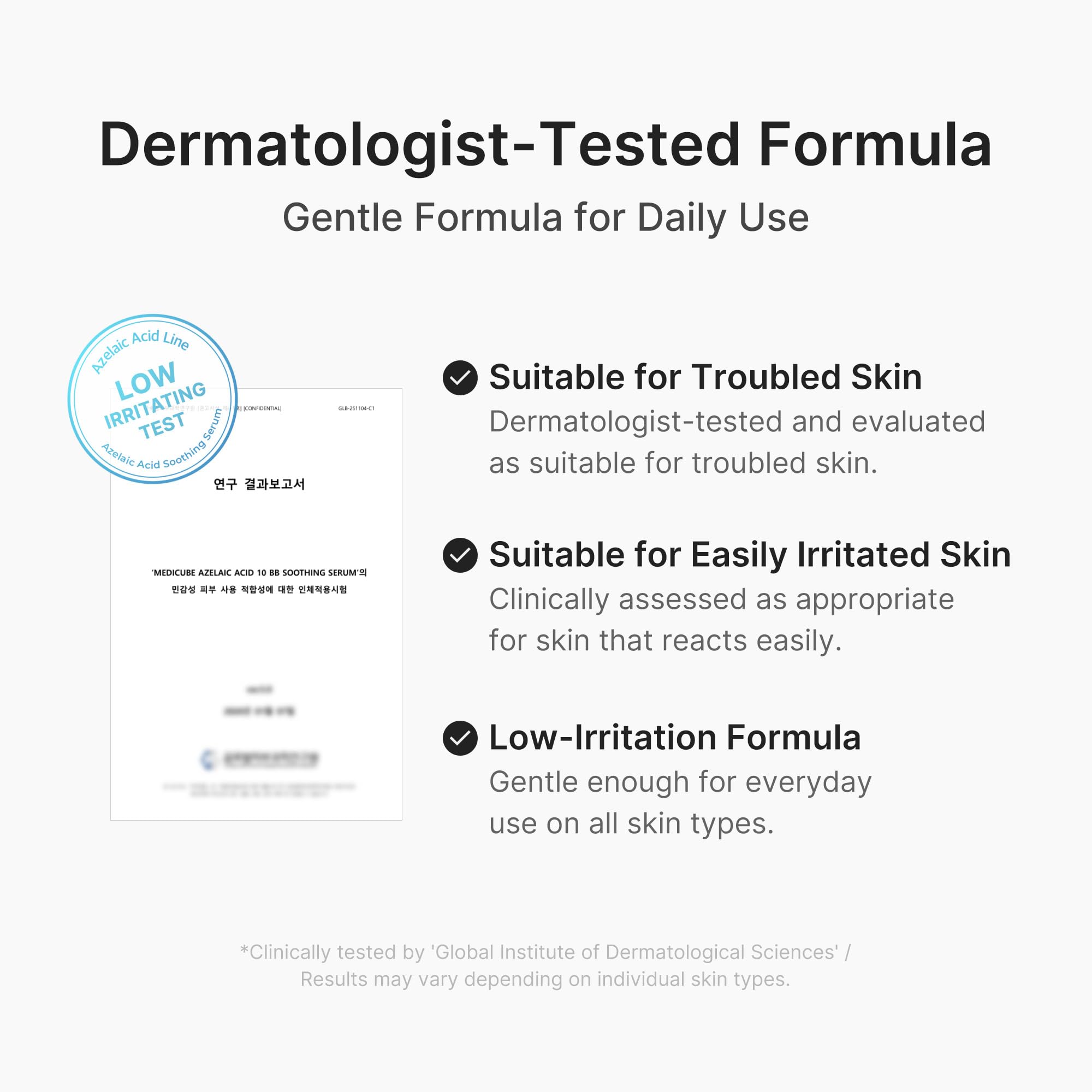 Medicube Azelaic Acid 10% Serum ingredients panel highlights B3 and B5 soothing synergy