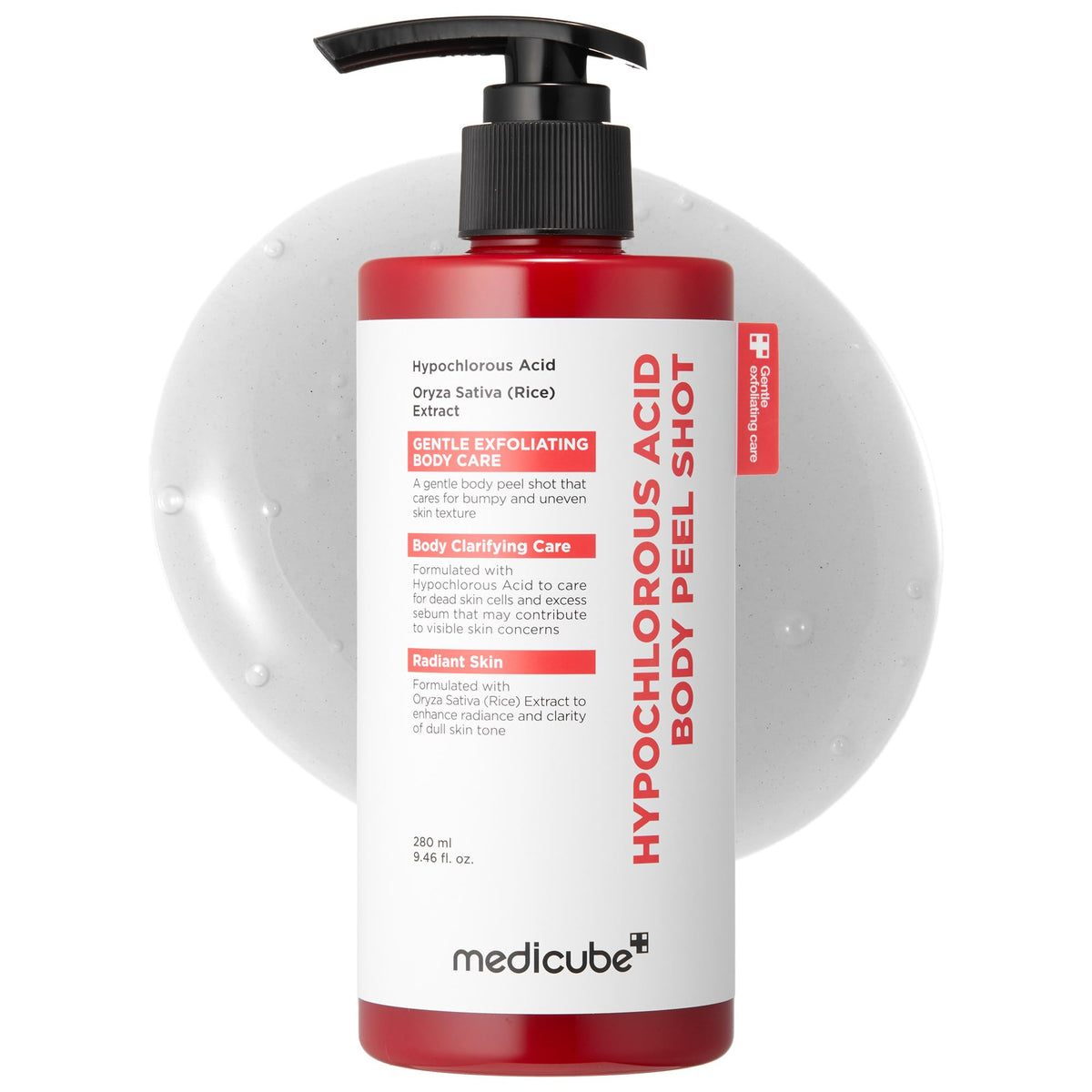 Medicube Body Peel Shot bottle pour for easy exfoliation