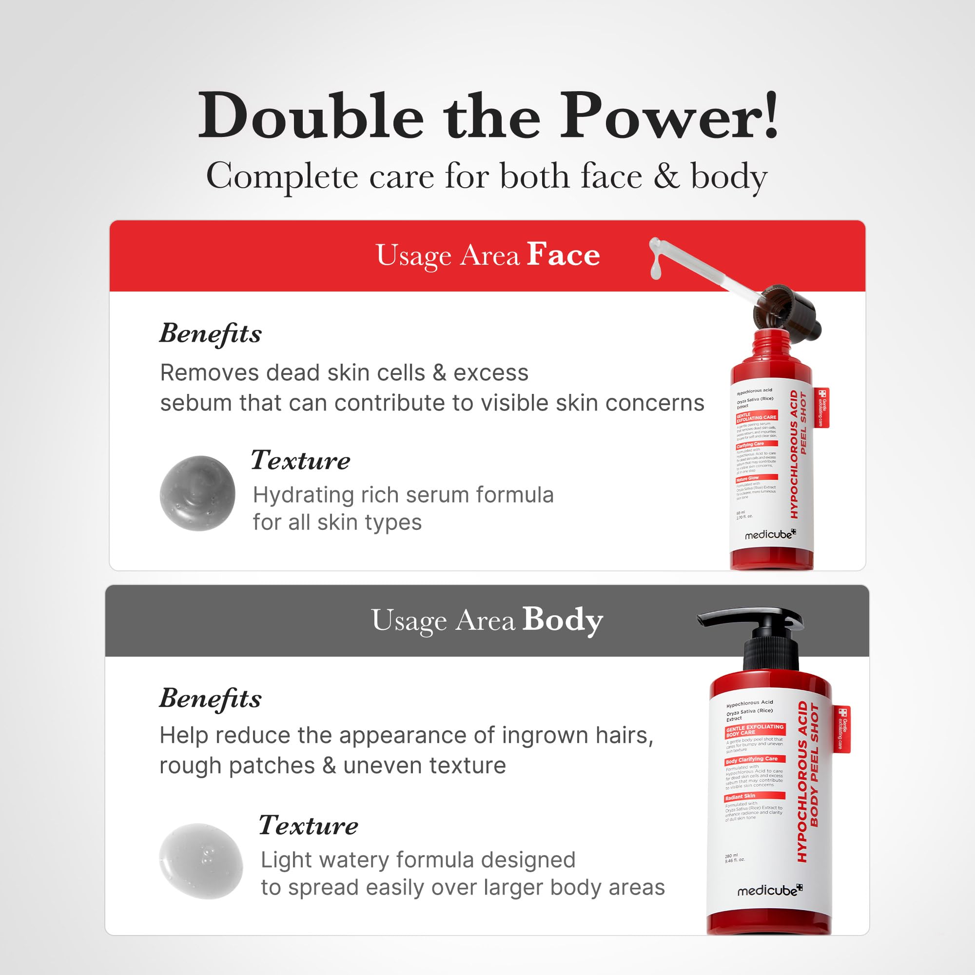 Medicube Body Peel Shot panthenol hydration keeps skin soft