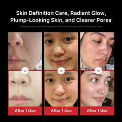 Medicube Booster Pro pore care glow shot highlights refined skin texture.