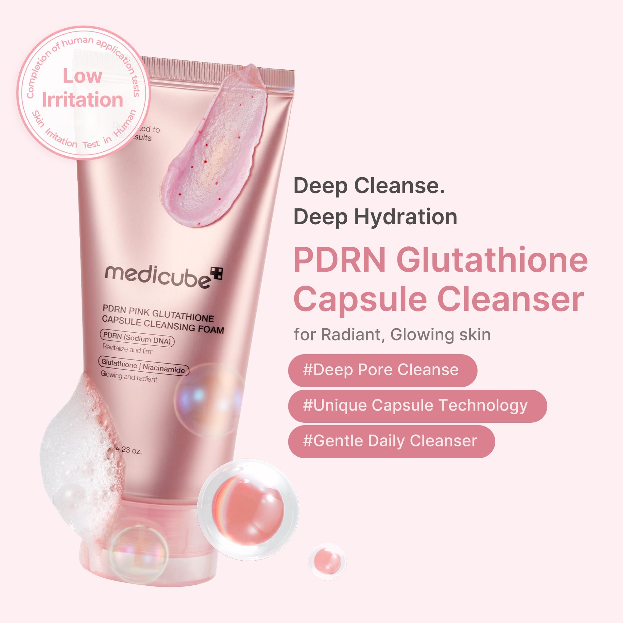 Medicube cápsulas rosadas PDRN encapsuladas aportan luminosidad durante la rutina