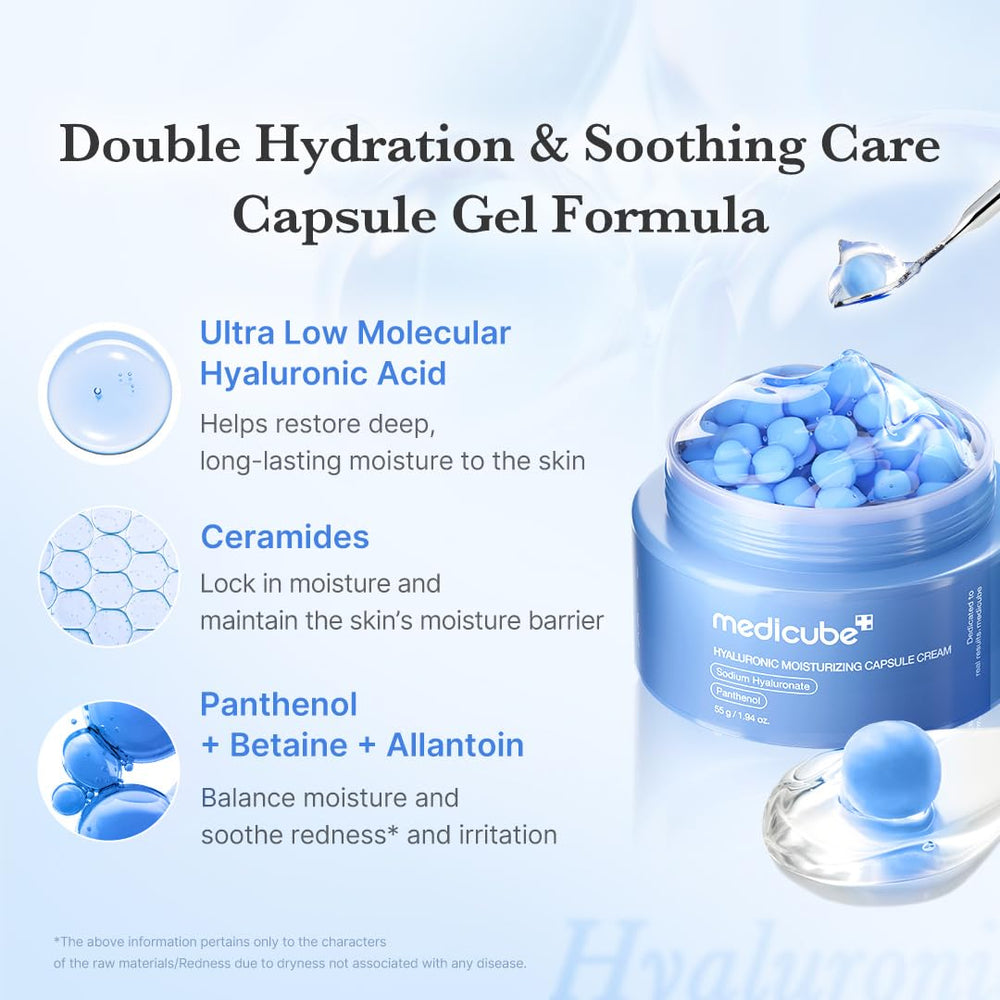 Medicube Capsule Cream offers cooling and soothing care for irritated skin.