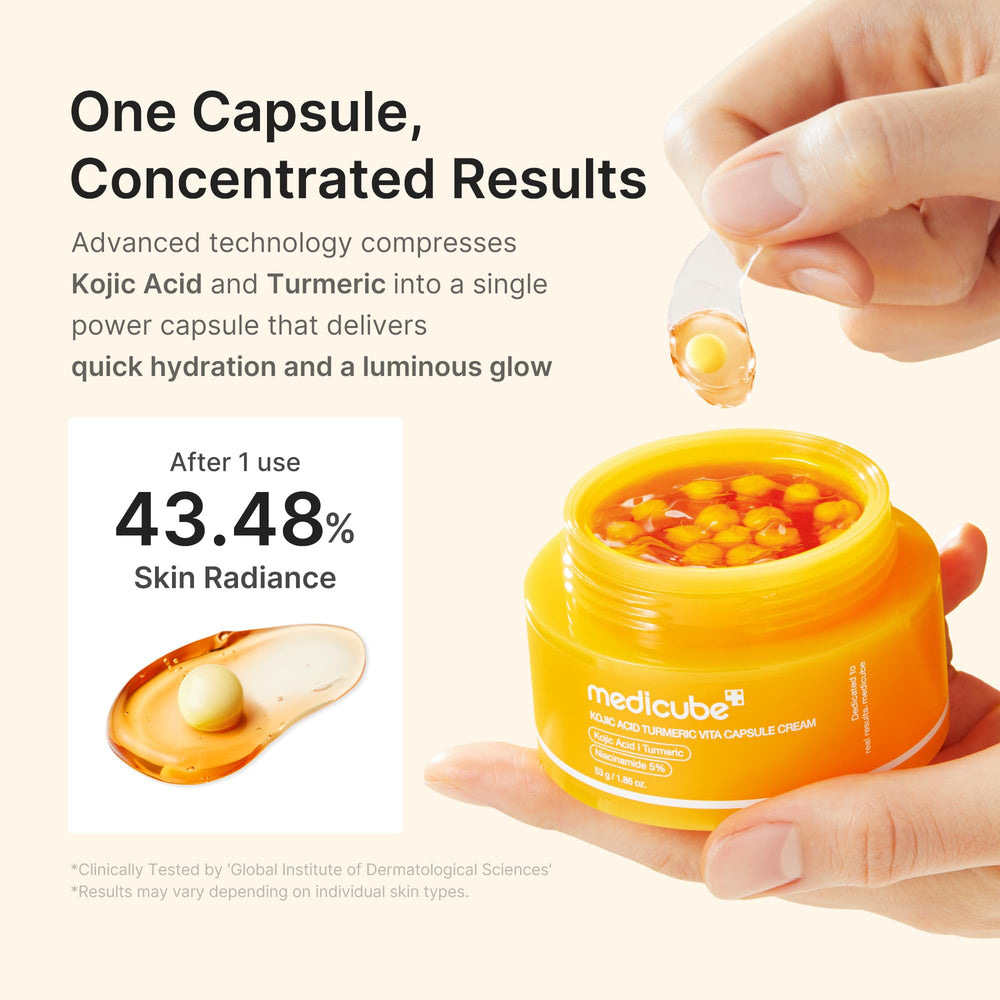 Medicube Capsule Cream tone-visual emphasizes even-looking complexion.