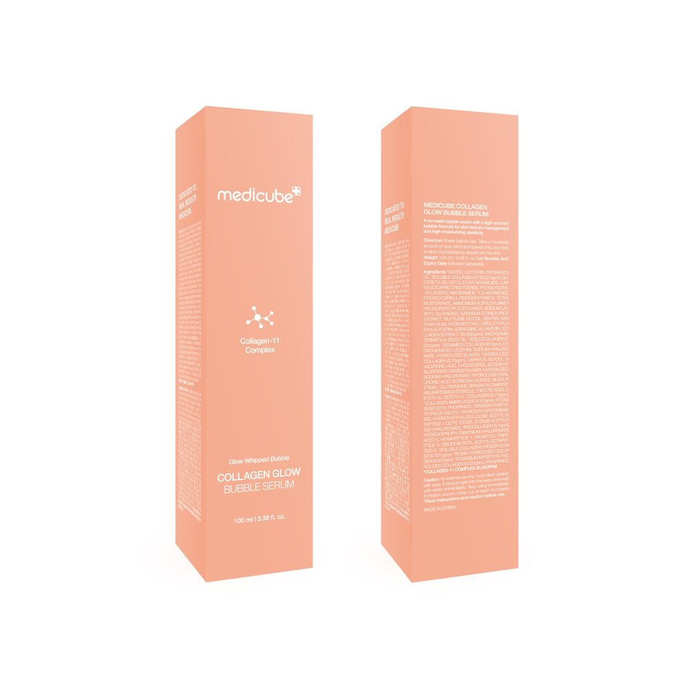Medicube Collagen Glow Bubble Serum: envase compacto ideal para viajar.