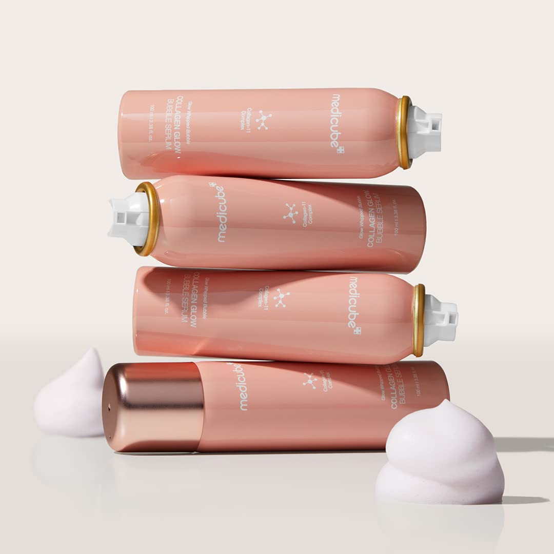 Medicube Collagen Glow Bubble Serum: brillo 24 horas para un rostro radiante.
