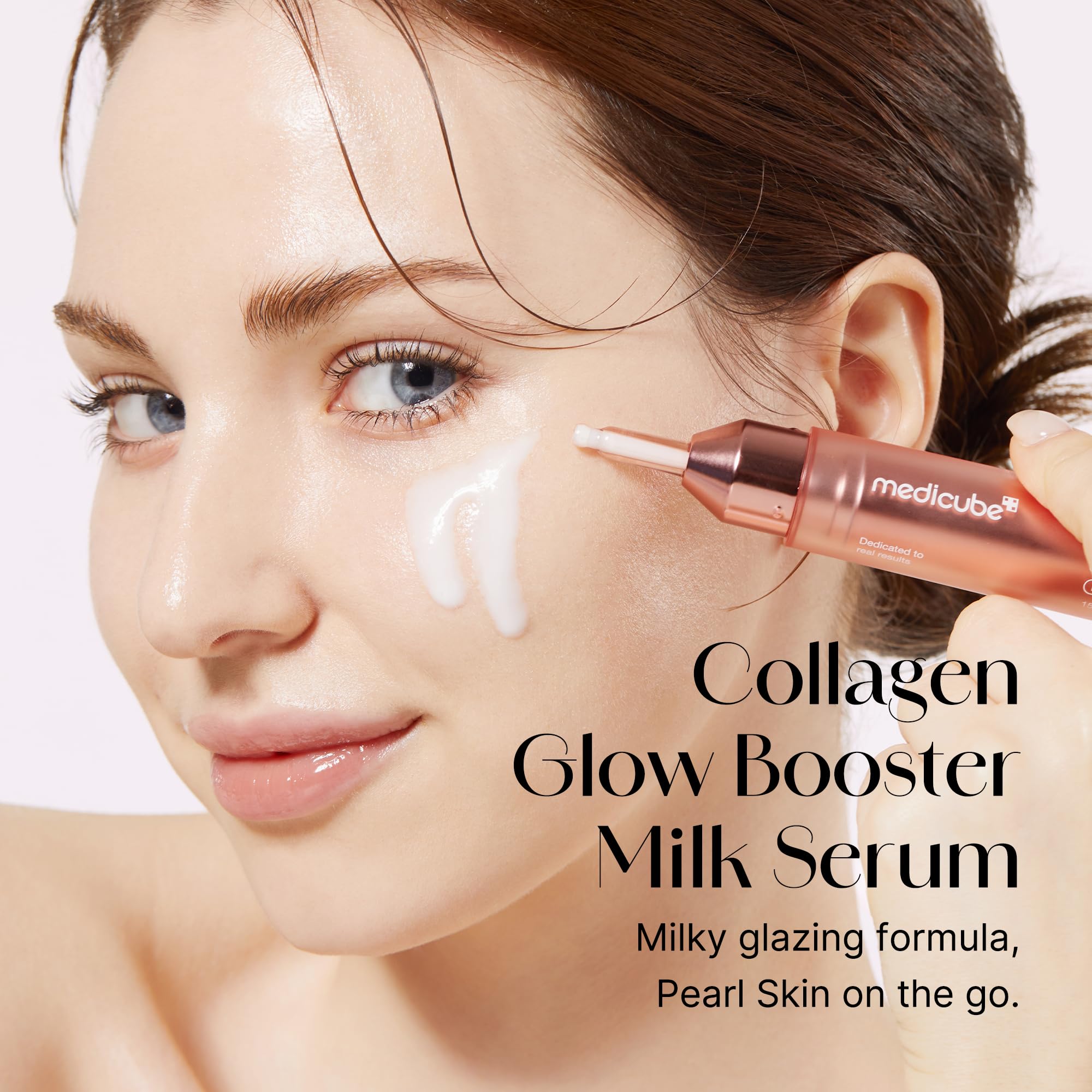 Medicube Collagen Glow Booster Milk Serum pump dispenses controlled doses for easy daily use