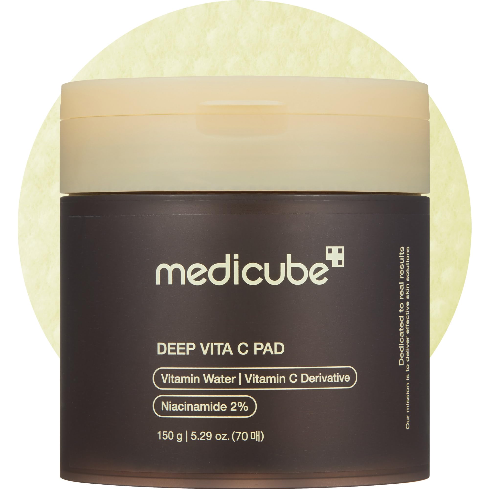 Medicube Deep Vita C Pad, lado relieve, exfoliación suave para poros limpios.