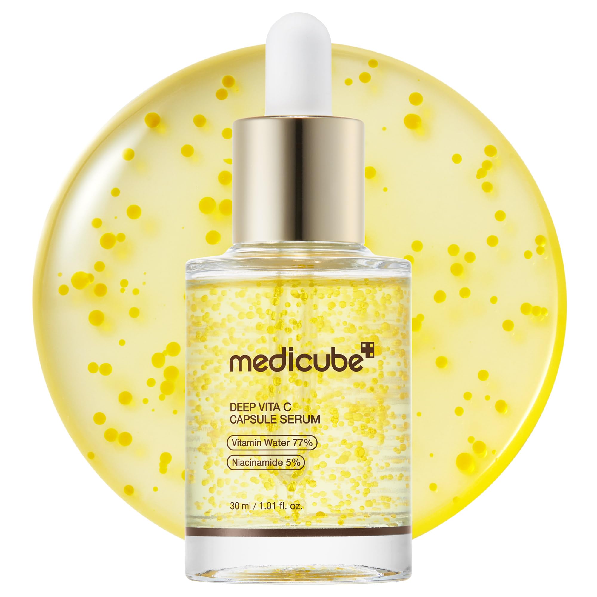 Medicube Deep Vitamin C Capsule Serum, botella, mejora la luminosidad de la piel.