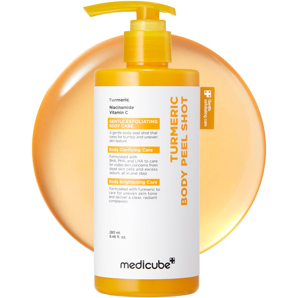 Medicube exfoliante corporal con cúrcuma: botella para exfoliación suave