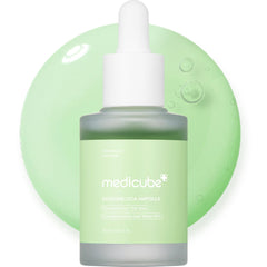 Medicube Exosome Cica Tea Tree Ampoule bottle delivering soothing hydration for sensitive skin.