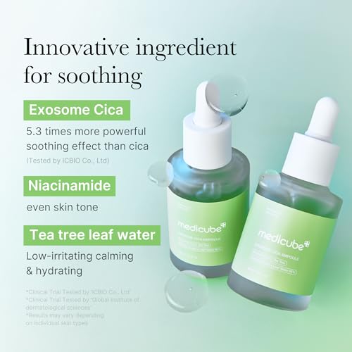 Medicube Exosome Cica Tea Tree Ampoule close-up texture showing fast absorption.