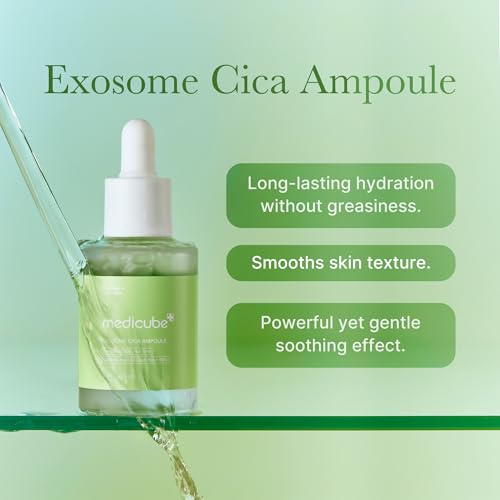 Medicube Exosome Cica Tea Tree Ampoule dropper for gentle, precise application.