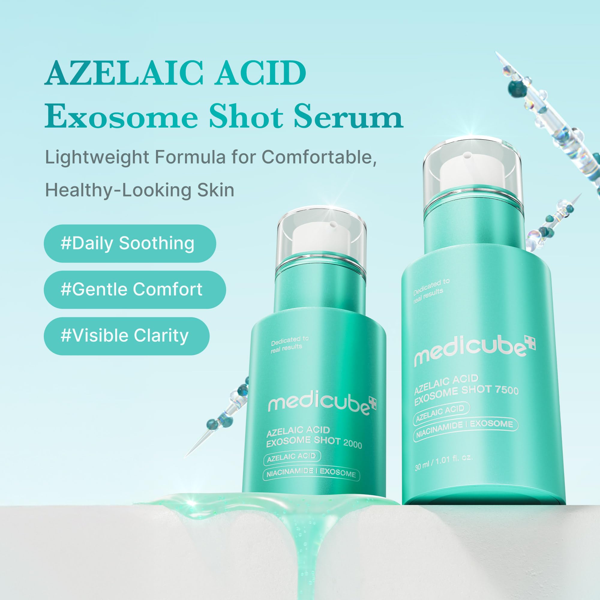 Medicube Exosome Shot en ampolla para hidratación profunda y piel suave.