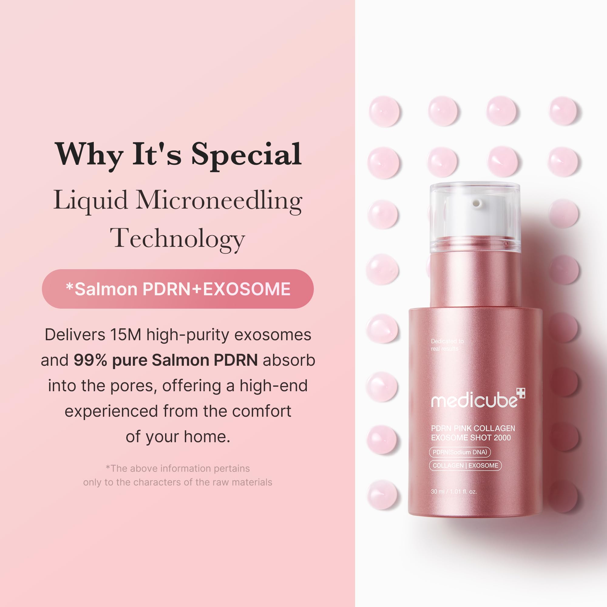 Medicube Exosome Shot PDRN Pink Collagen hydration closeup demonstrates lightweight, refreshing feel.
