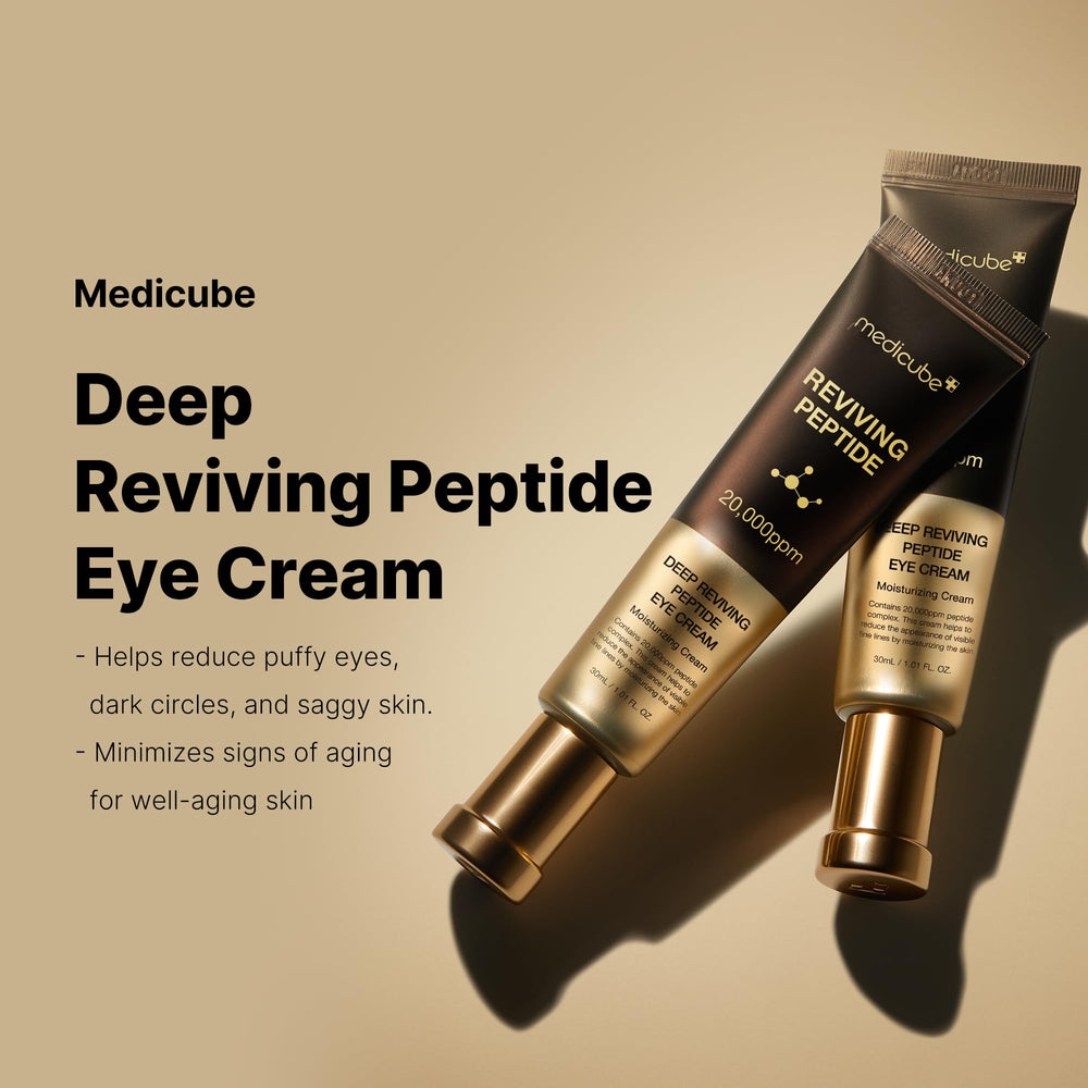 Medicube Eye Serum application demonstrates gentle tapping on the under-eye area.