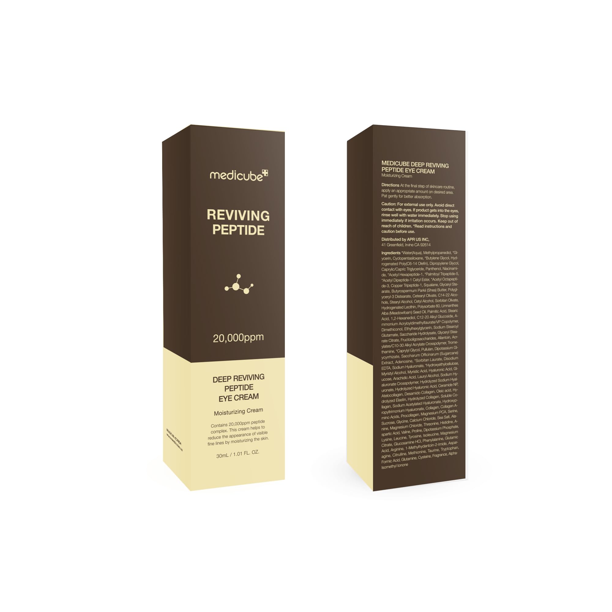 Medicube clinical trial badge suggests tested formula with high peptide content.