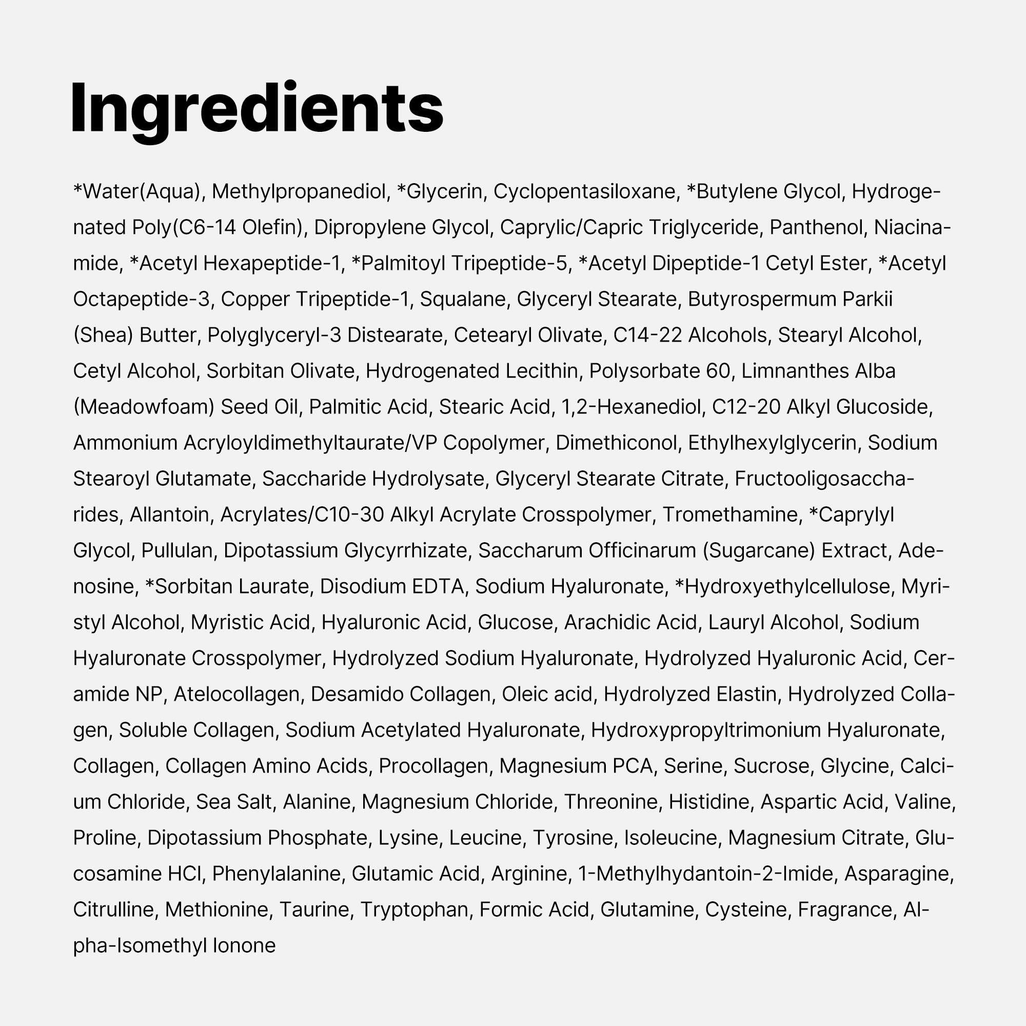 Medicube niacinamide and squalane ingredients shown in graphic.
