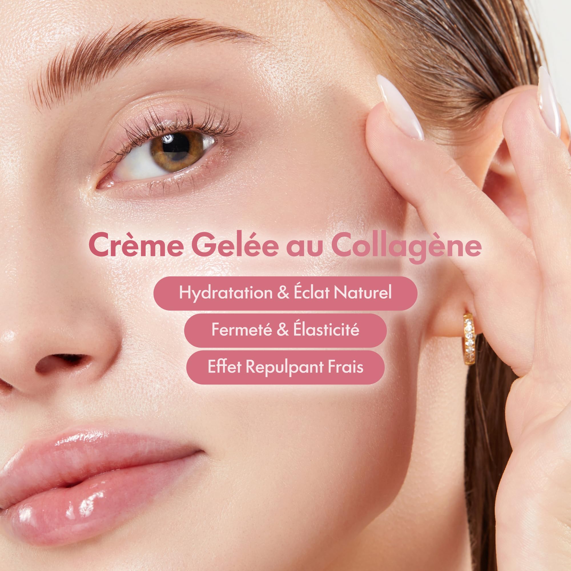 Aplicación diaria de Medicube Jelly Cream en rostro y cuello con efecto luminoso