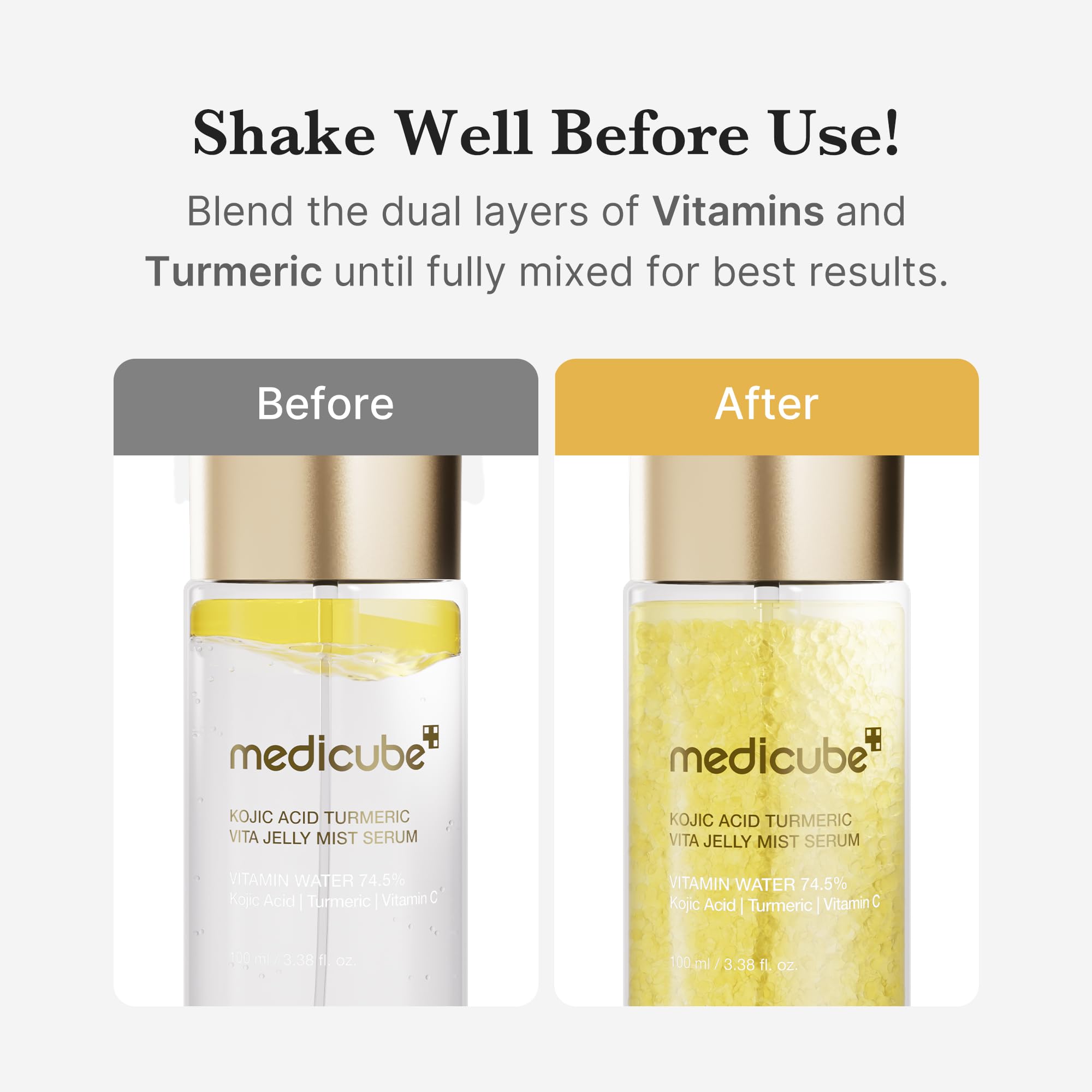 Medicube Jelly Mist Serum brillo efecto luminoso para rostro radiante.