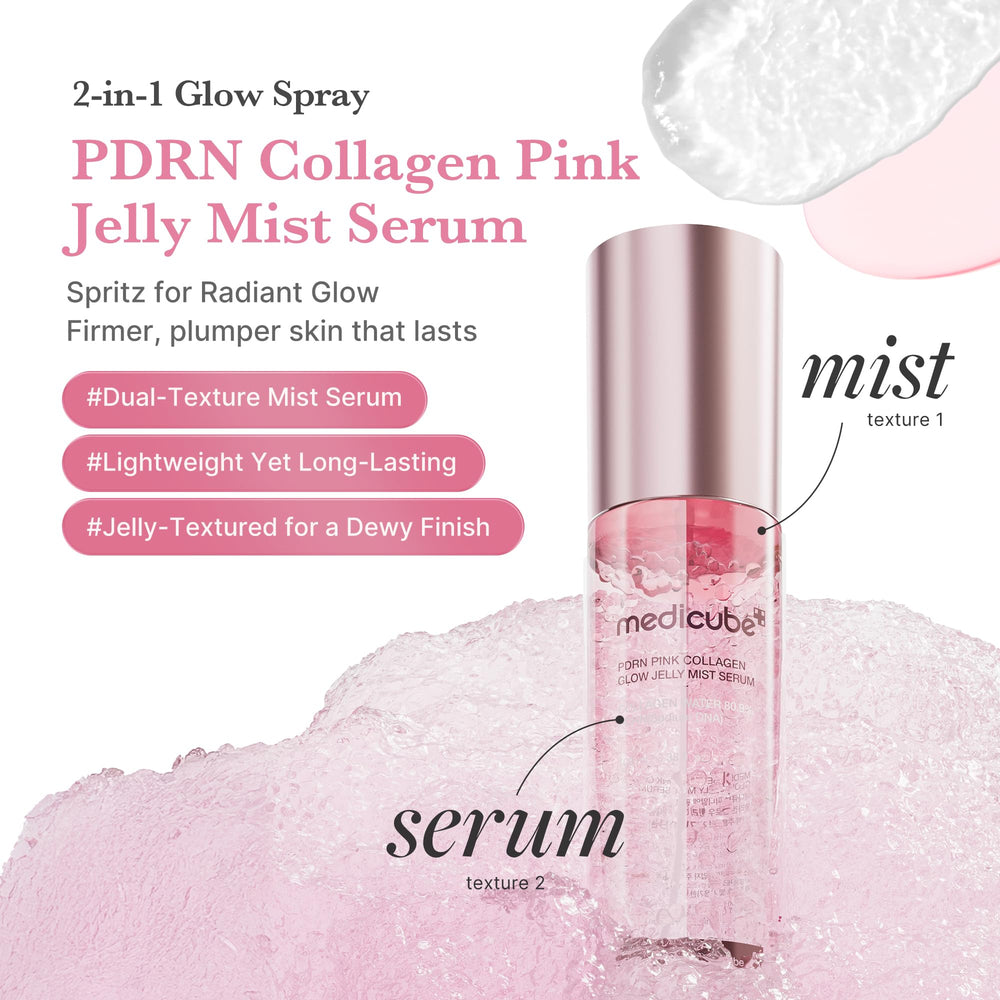 Medicube Jelly Mist Serum application close-up showing jelly texture for smooth absorption.