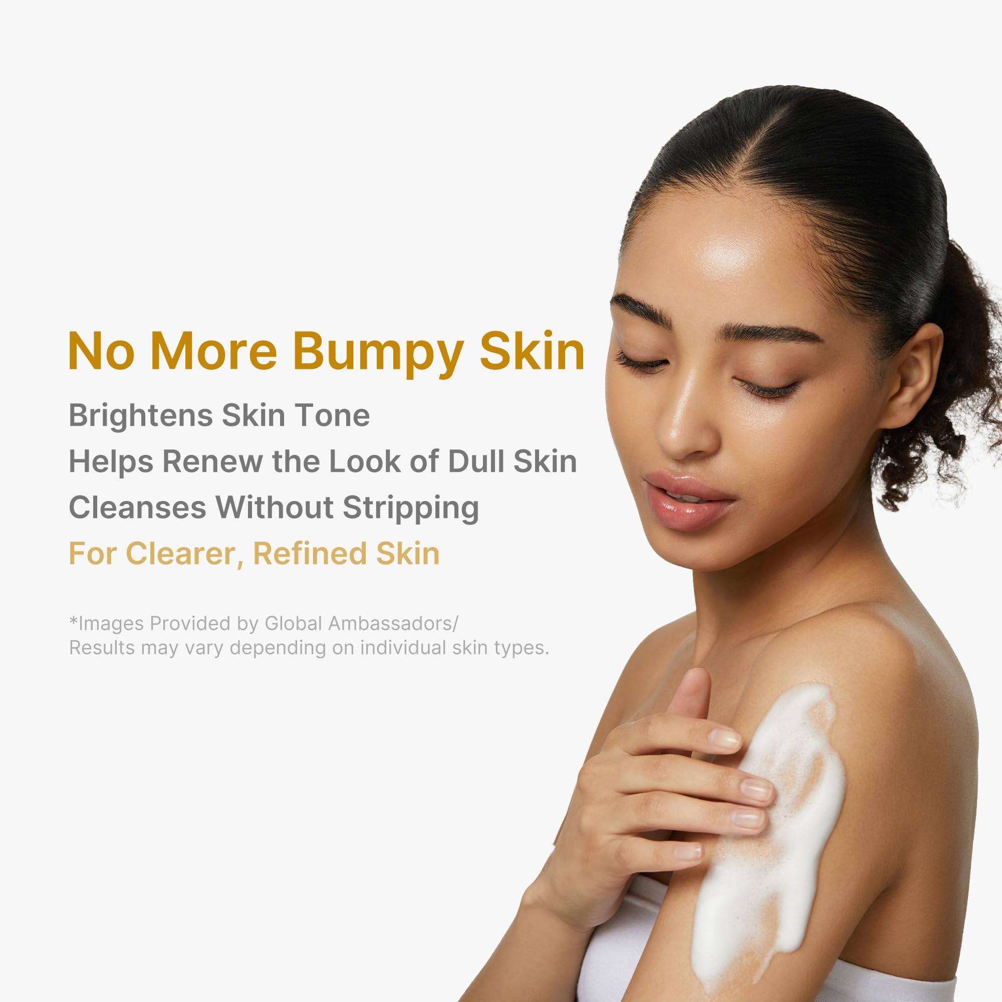 Medicube Kojic Acid Turmeric Body Wash micro-gel bubble texture for refreshing cleanse.
