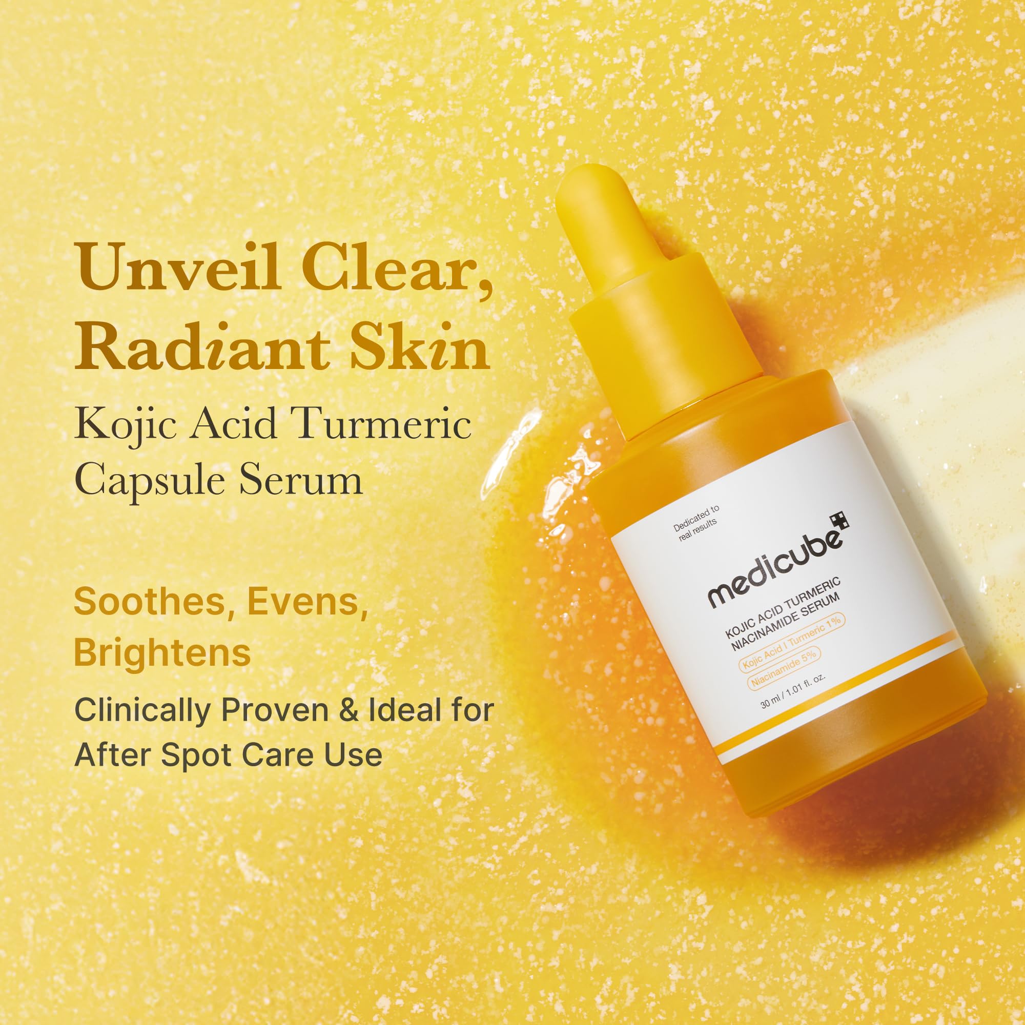 Medicube Kojic Acid Turmeric Capsules close-up—unified tone improvement.