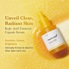 Medicube Kojic Acid Turmeric Capsules close-up—unified tone improvement.