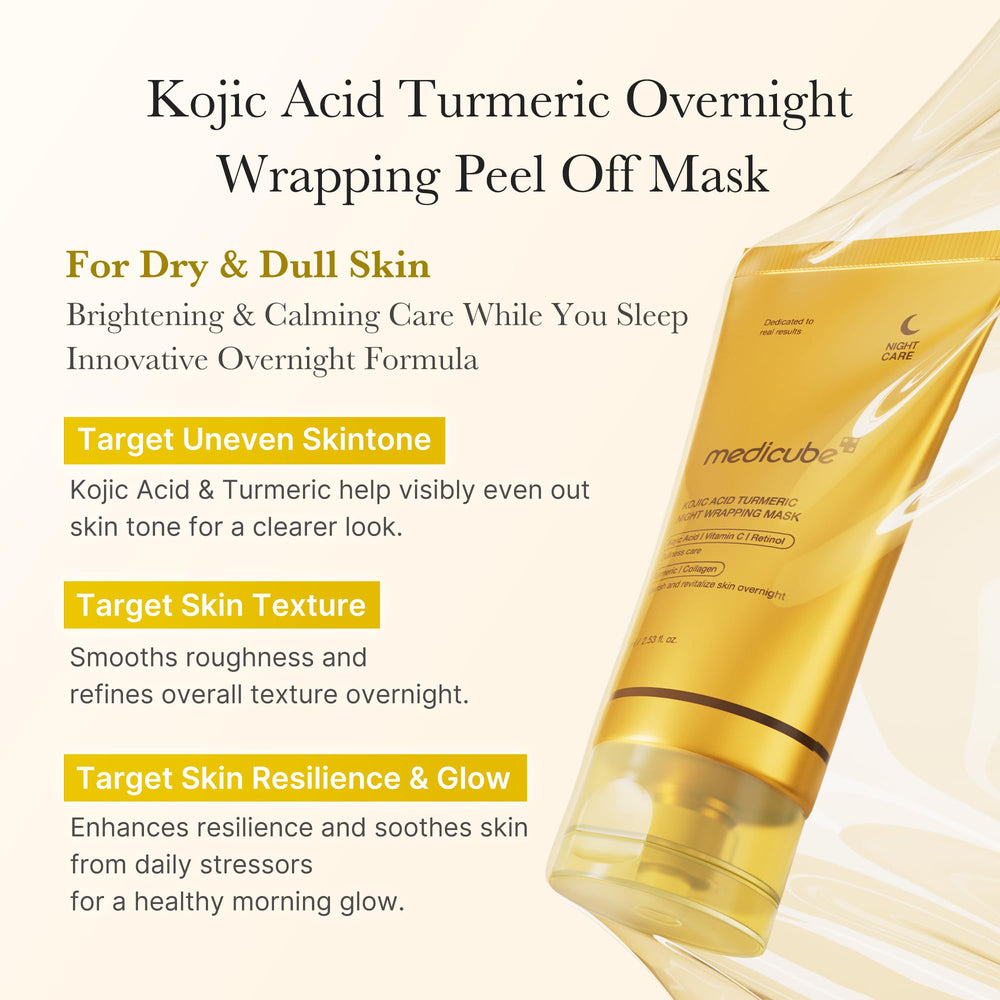Medicube Kojic Acid Turmeric Overnight Wrapping Mask being spread to show even texture prep
