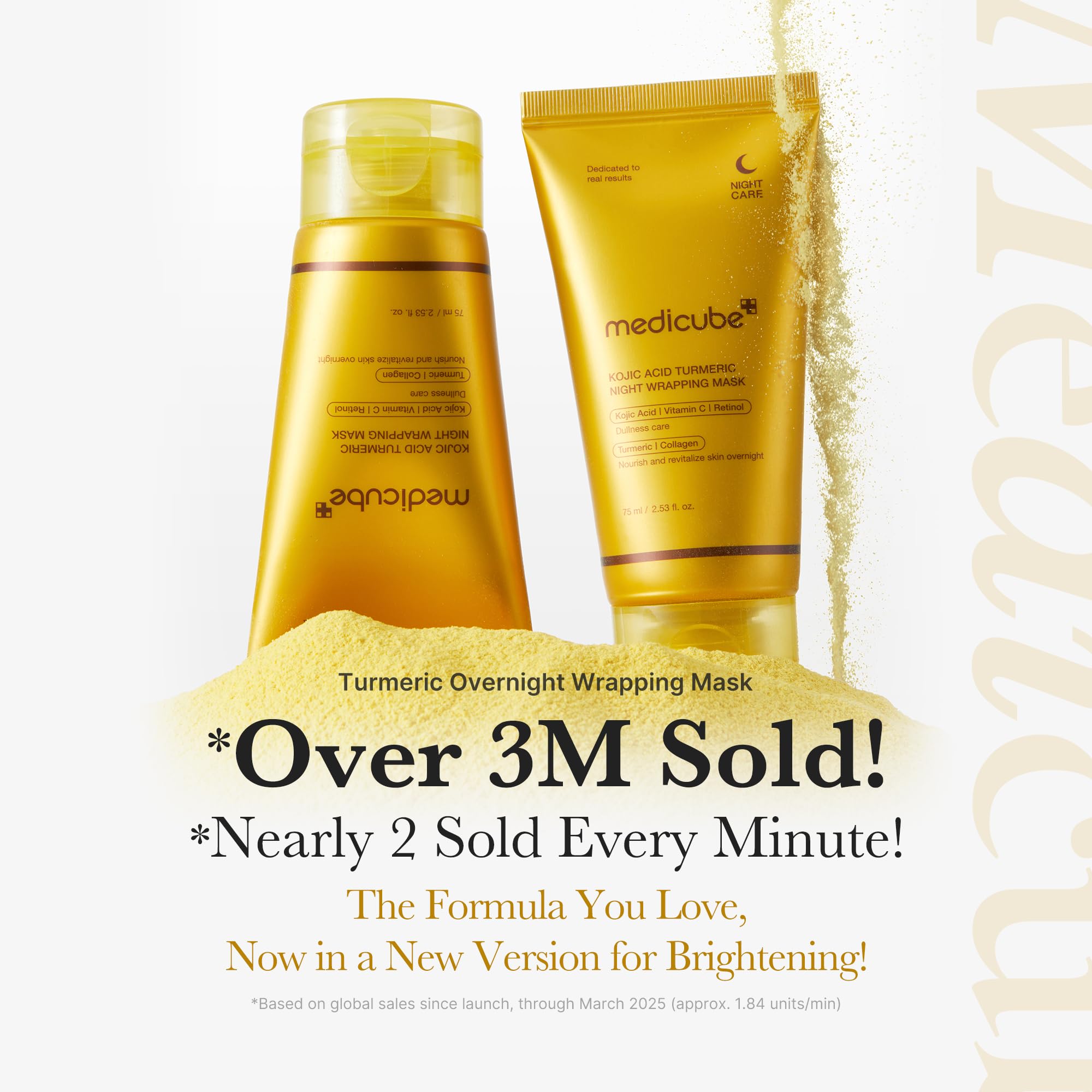 Medicube Kojic Acid Turmeric Overnight Wrapping Mask tube texture shot suggesting brightening potential