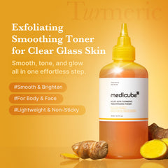 Medicube Kojic Acid Turmeric Toner dispense closeup demonstrates easy, mess-free application.